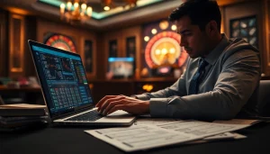 Menampilkan bandar toto terpercaya saat menganalisis data taruhan di laptop.