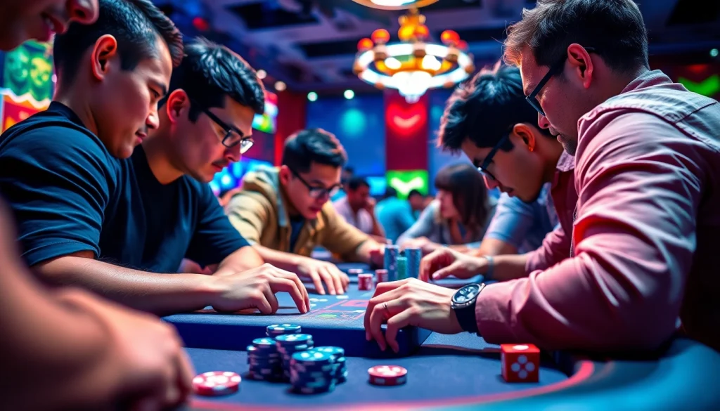 Main players strategizing in a thrilling bandar bola game with colorful elements.