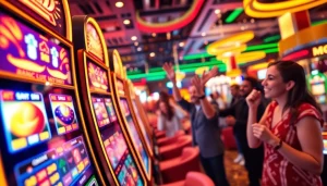 Menang besar di pakde4d slot dengan suasana kasino yang meriah dan penuh keceriaan.