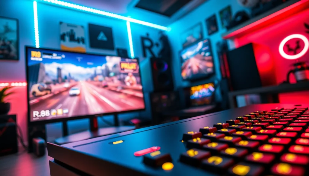 Showcasing the RR88 gaming console in a vibrant and dynamic setup for enthusiastic gamers.