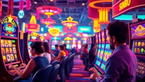 Menggambarkan pengalaman bandar toto 4d slot dengan pemain beragam dan mesin slot interaktif.