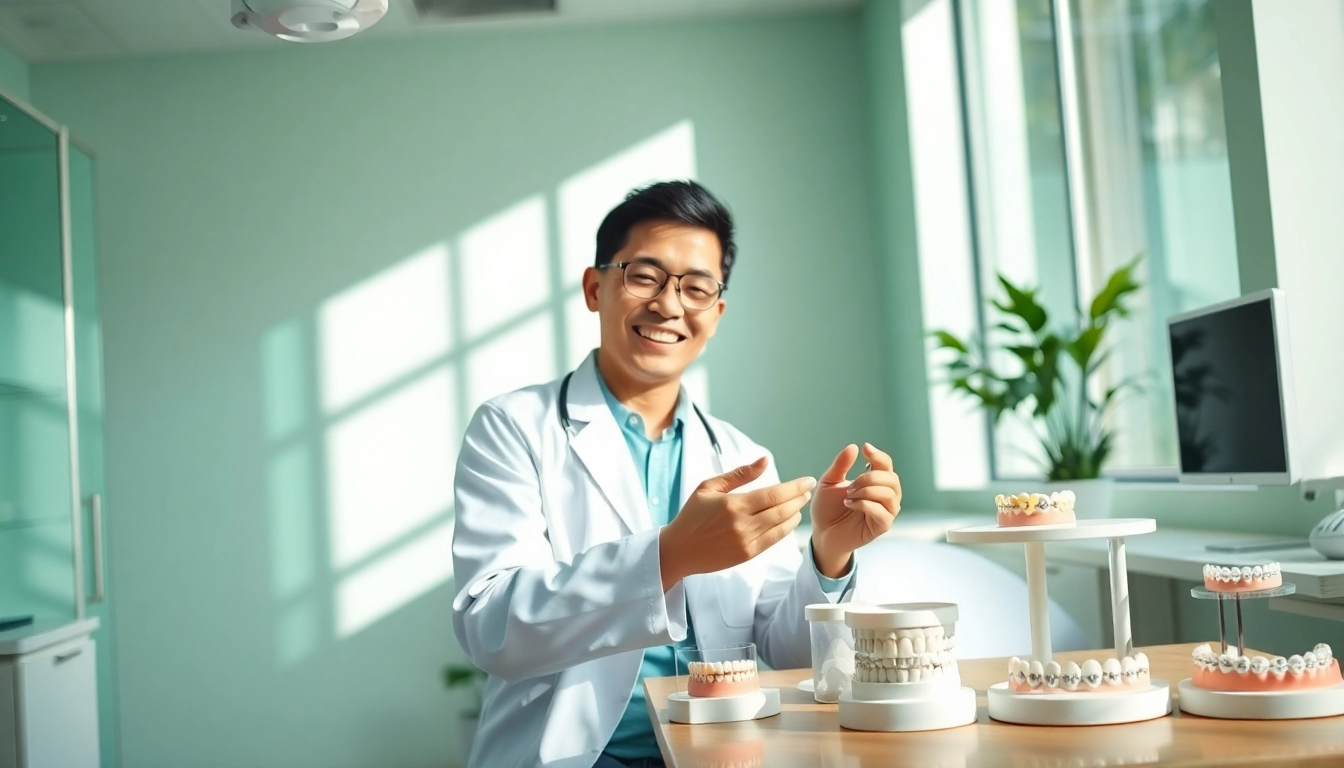 Orthodontic braces in Cheras: Friendly orthodontist consulting with a young patient in a modern dental clinic.