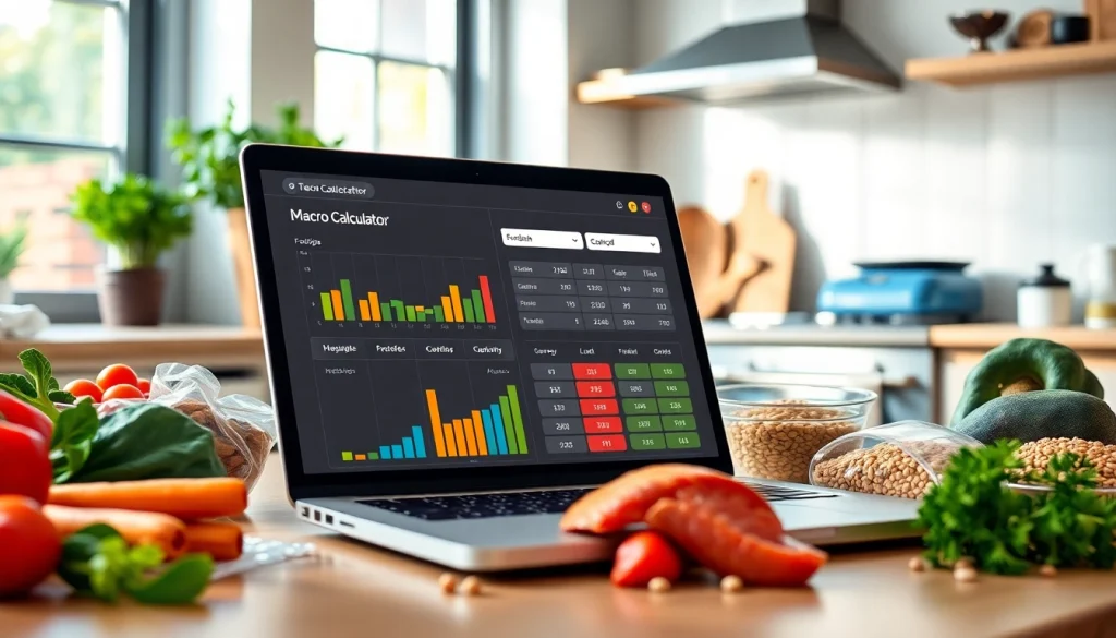 Calculate your macros easily with this professional macro calculator displayed in a bright kitchen.