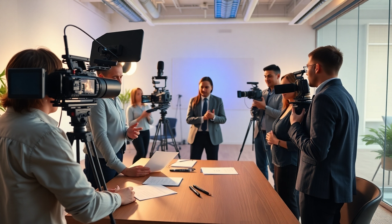 Capture of a dynamic Corporate Video Production team collaborating innovate a project