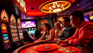 Exciting online gaming experience at https://78winbiz.com/ with vibrant casino atmosphere and players engaged in thrilling bets.