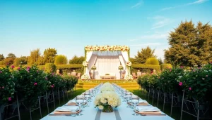 Celebrate love at Clarksburg Wedding Venues with stunning outdoor decor and vibrant floral arrangements.
