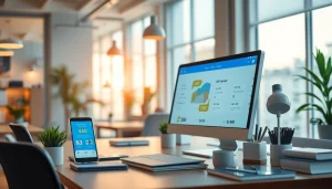 현대적인 온라인 마켓플레이스 환경에서 상품권소액결제의 시각적 표현으로, 상품권의 디지털 거래를 보여줍니다.