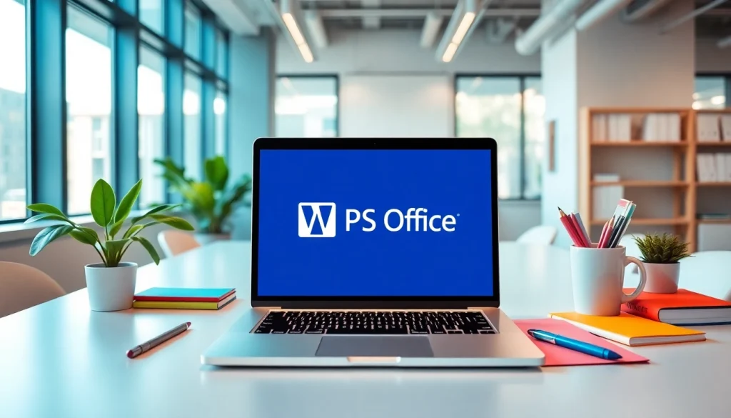 wps下载 on a modern office laptop showcasing WPS Office in a productive workspace