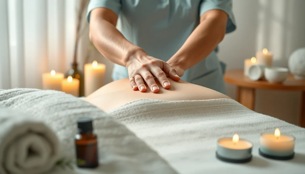 마사지로 긴장을 푸는 전문가 손의 이미지