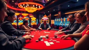 Experience the thrilling action at the new 66 poker table with vibrant chips and cards.