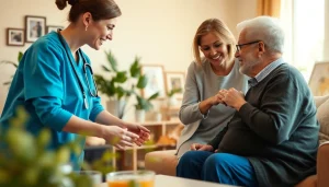 Caregivers providing compassionate austin senior home care in a cozy home environment.