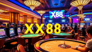 Experience thrilling gaming moments at XX88's vibrant casino floor filled with excitement.