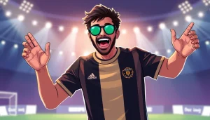 Apostar na Bet dá Sorte traz vitória e alegria, representado por um jogador feliz celebrando.