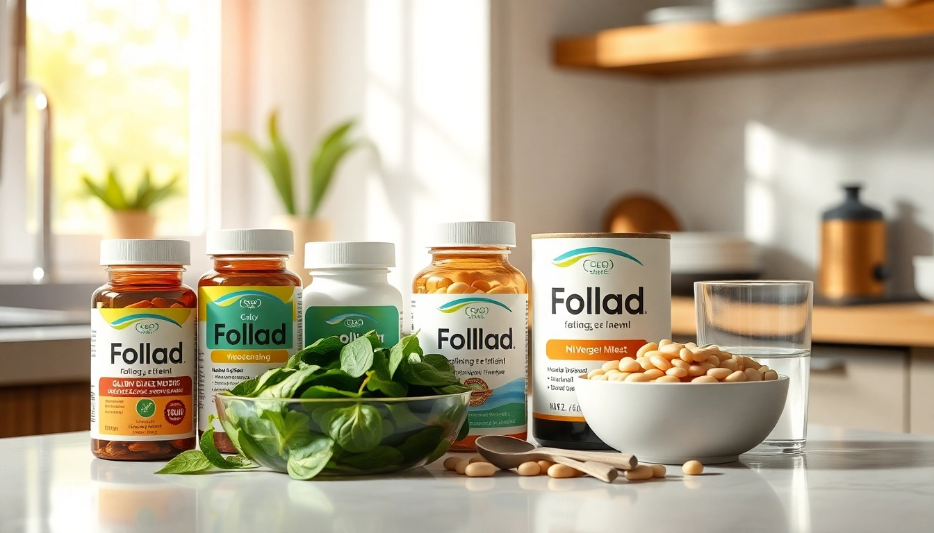 健康とウェルネスを強調する、明るいキッチンに並ぶおすすめの葉酸サプリを紹介