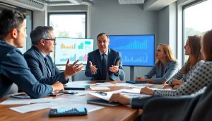 신용카드 현금화 방법을 설명하는 전문가의 모습과 회의실 환경