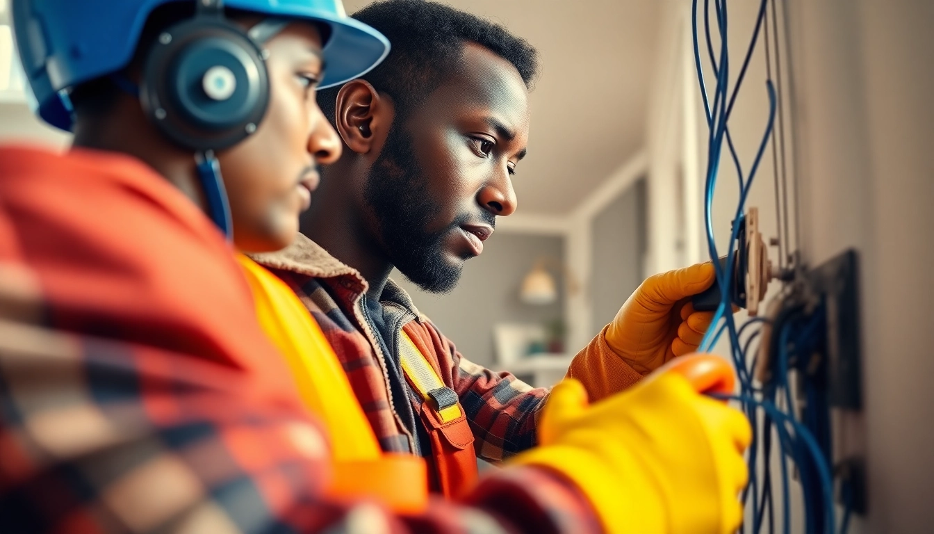 Engaging electrician apprenticeship hawaii scene showcasing a trainee skillfully installing electrical wiring.