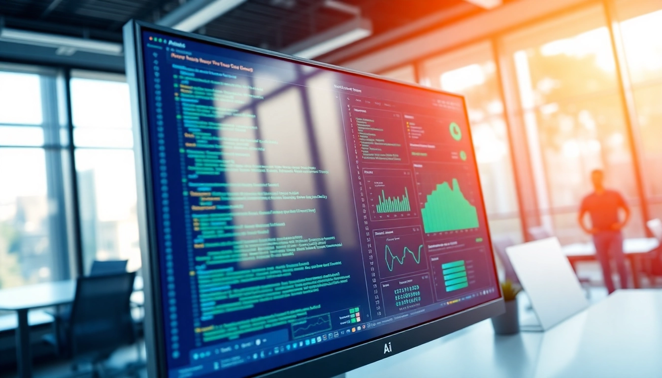 Showcase AI Software on a computer screen with a sleek interface and modern design elements.