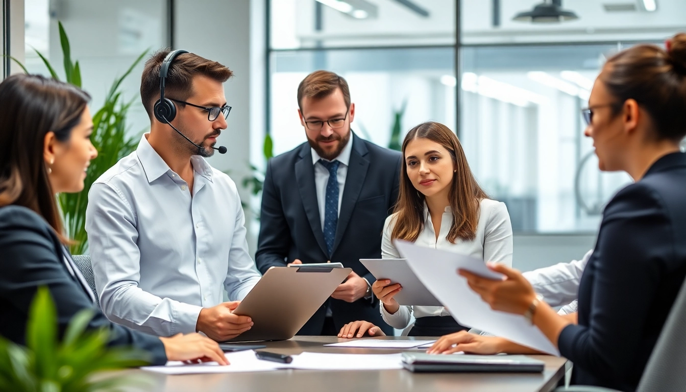 Engaging discussion among team members at an expert led warranty company about service options.