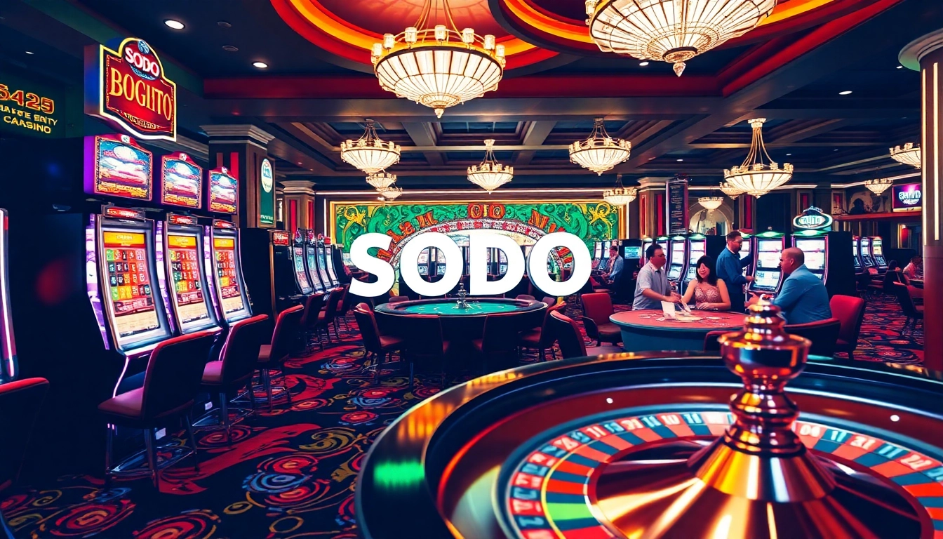 Experience the excitement of SODO CASINO with vibrant gaming tables and thrilling slot machines.