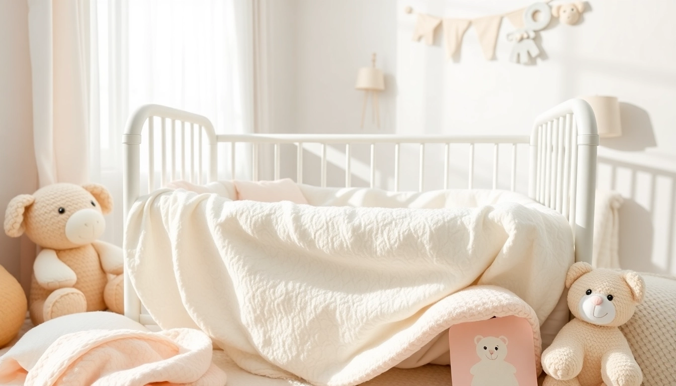 Stof voor pasgeboren baby's prachtig gepresenteerd in een serene nursery omgeving.