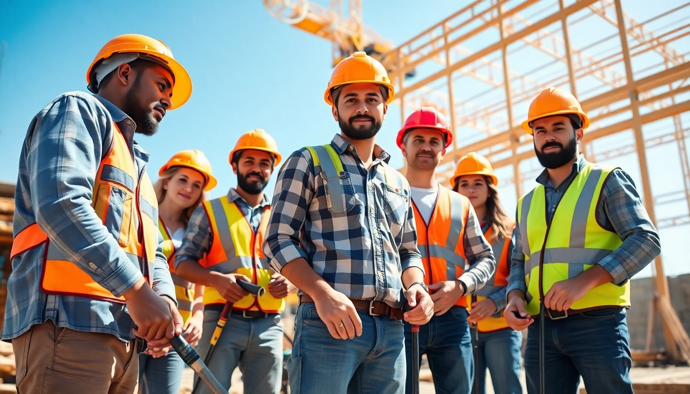 Apprentices engaged in contractor apprenticeship hands-on training at a vibrant job site.