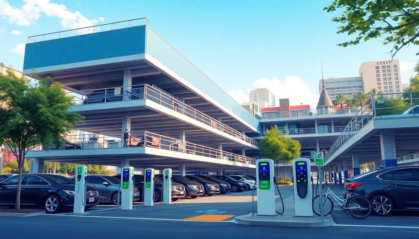 Discover vrr parking in a vibrant urban multi-storey parking facility with electric vehicle charging.