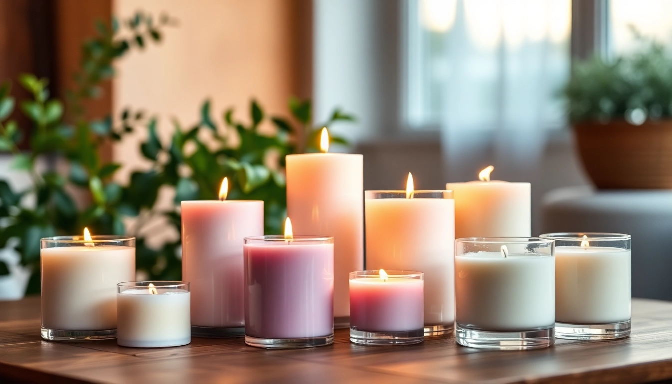 Mirisne svece od sojinog voska u opuštajućem okruženju s prirodnim elementima.