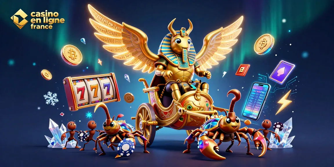 Gagnez avec casino en ligne France grâce à cette illustration captivante remplie de symboles de gains.