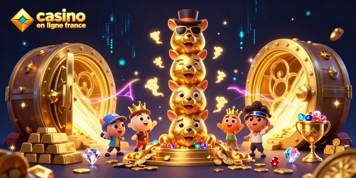 Jouez sur les meilleurs casinos avec casino en ligne france, entouré de riches trésors et personnages joyeux.