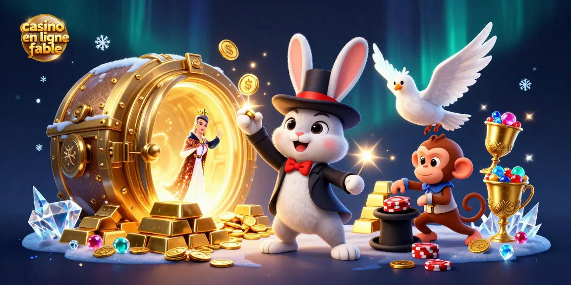 Profitez d'une expérience magique au casino en ligne fiable avec un lapin, une colombe et un singe jouant aux cartes.