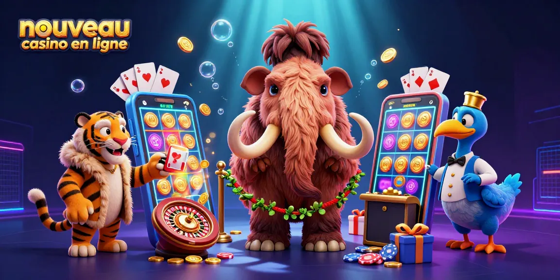 Profitez du nouveau casino en ligne avec un mammouth bouncer et un tigre VIP entouré de jeux animés.