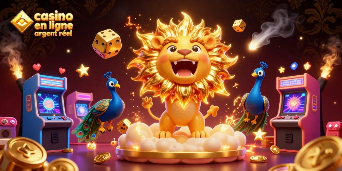 Venez découvrir casino en ligne argent réel avec un lion puissant et des éléments de jeu colorés.