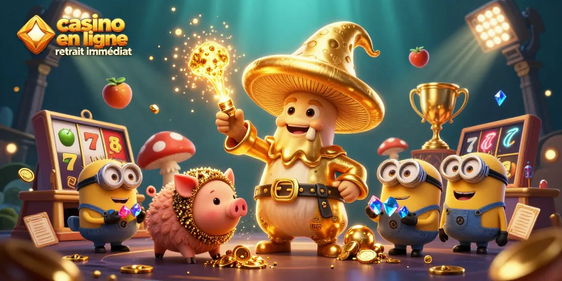 Casino en ligne retrait immédiat : illustrez les gains d'une aventure de jeu dynamique avec des personnages enchanteurs.