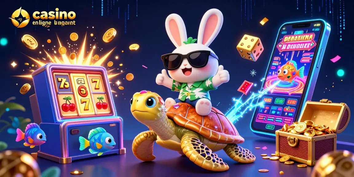 Un visuel captivant du casino en ligne le plus payant avec un lapin chanceux et une tortue dorée.