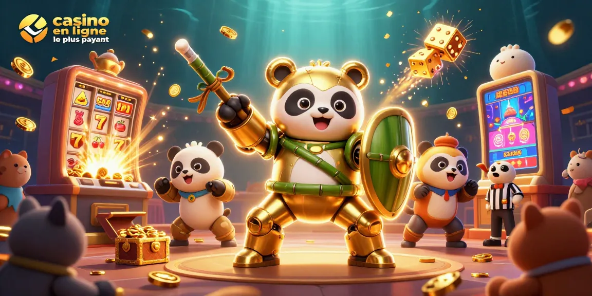Embarquez pour une aventure palpitante avec le casino en ligne le plus payant, où un panda doré et des machines à sous explosent de pièces et de symboles gagnants.