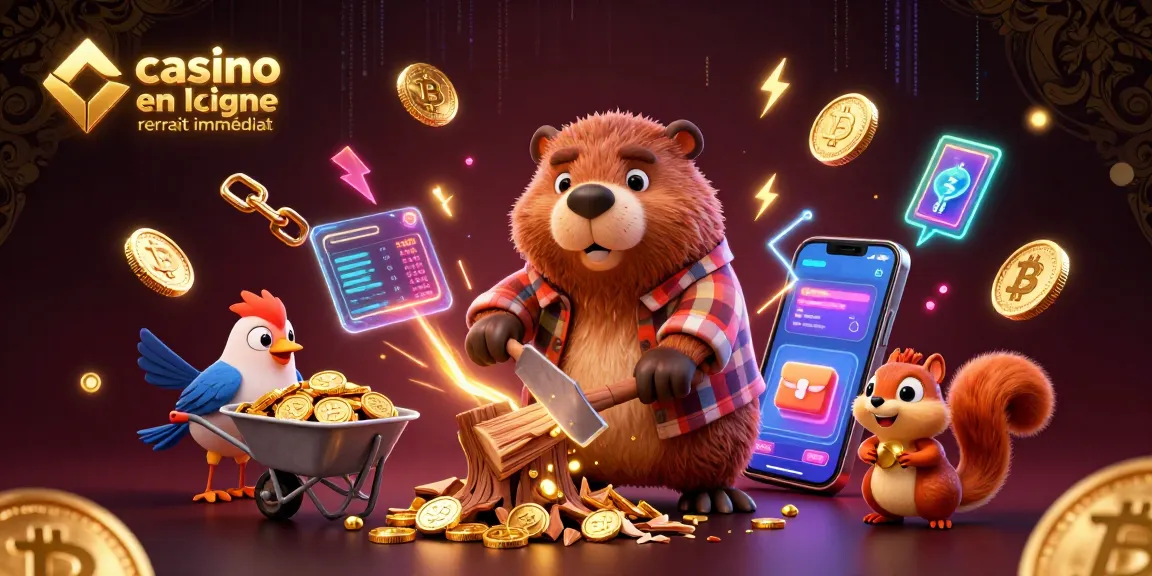 Profitez de gains rapides dans un casino en ligne retrait immédiat avec des personnages ludiques illustrant des jeux de hasard.