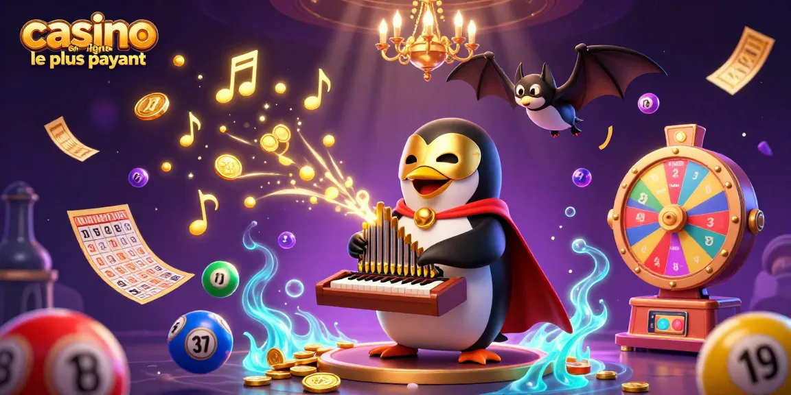 Jouez dans un casino en ligne le plus payant avec un pingouin de l'opéra fantôme et des ballons funs.