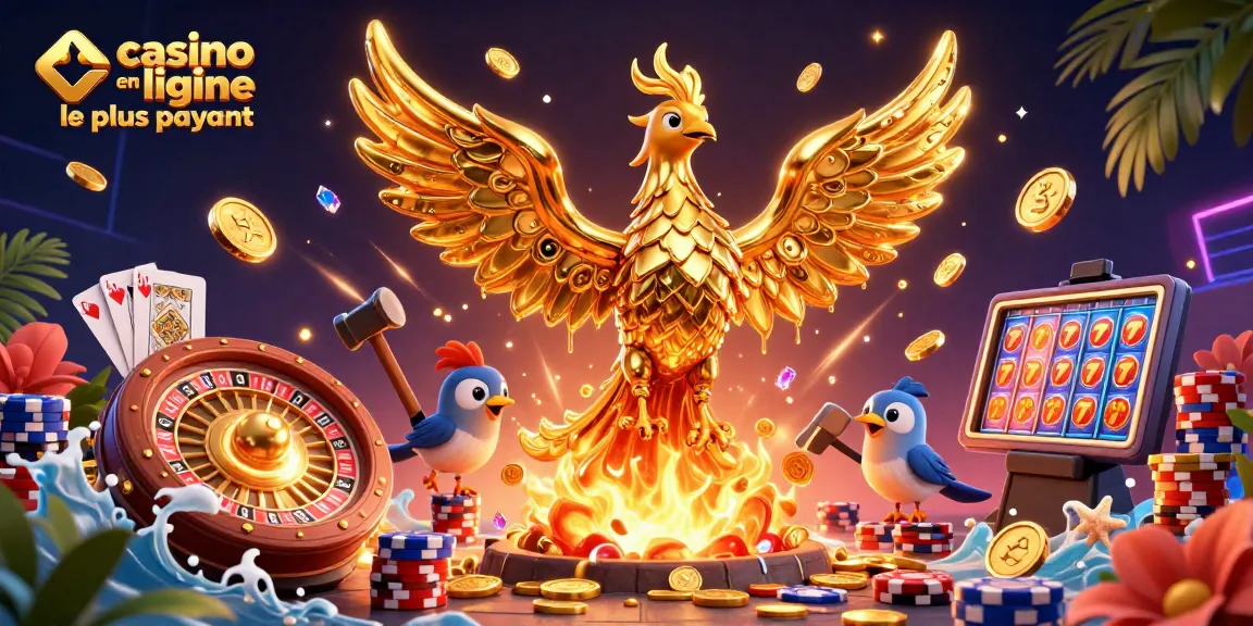 Gagnez des jetons d'or avec le casino en ligne le plus payant, sous les ailes d'un phoenix doré.
