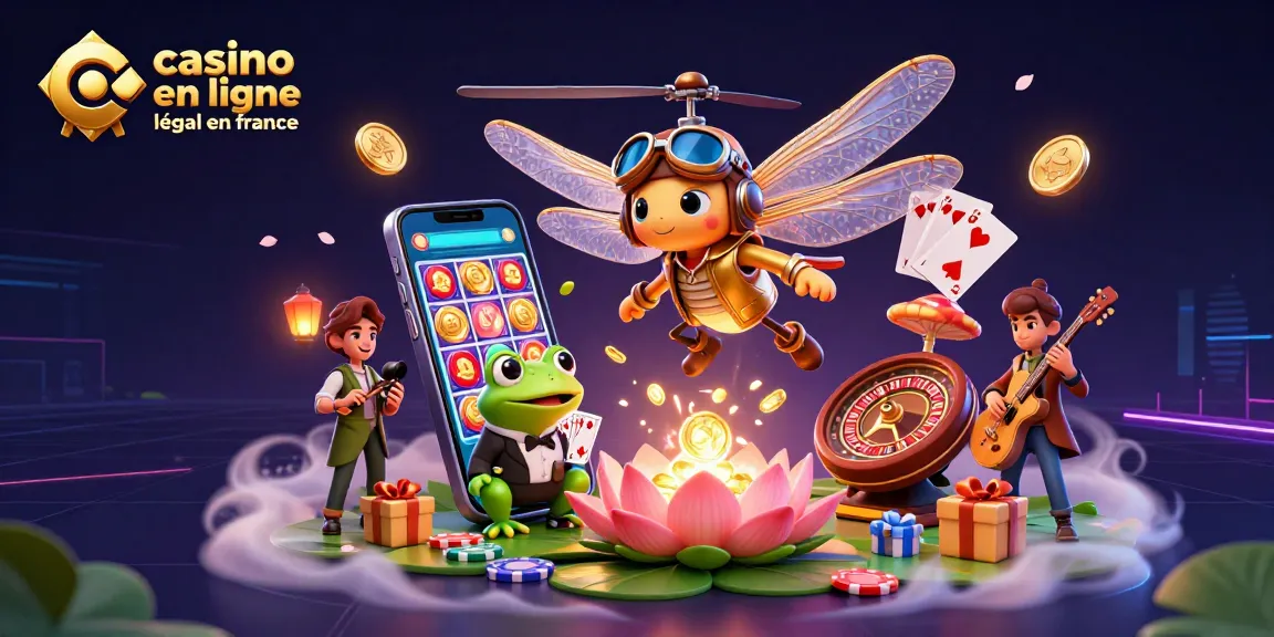 Jouez au casino en ligne légal en France avec une ambiance unique illustrée par un pilote de libellule.