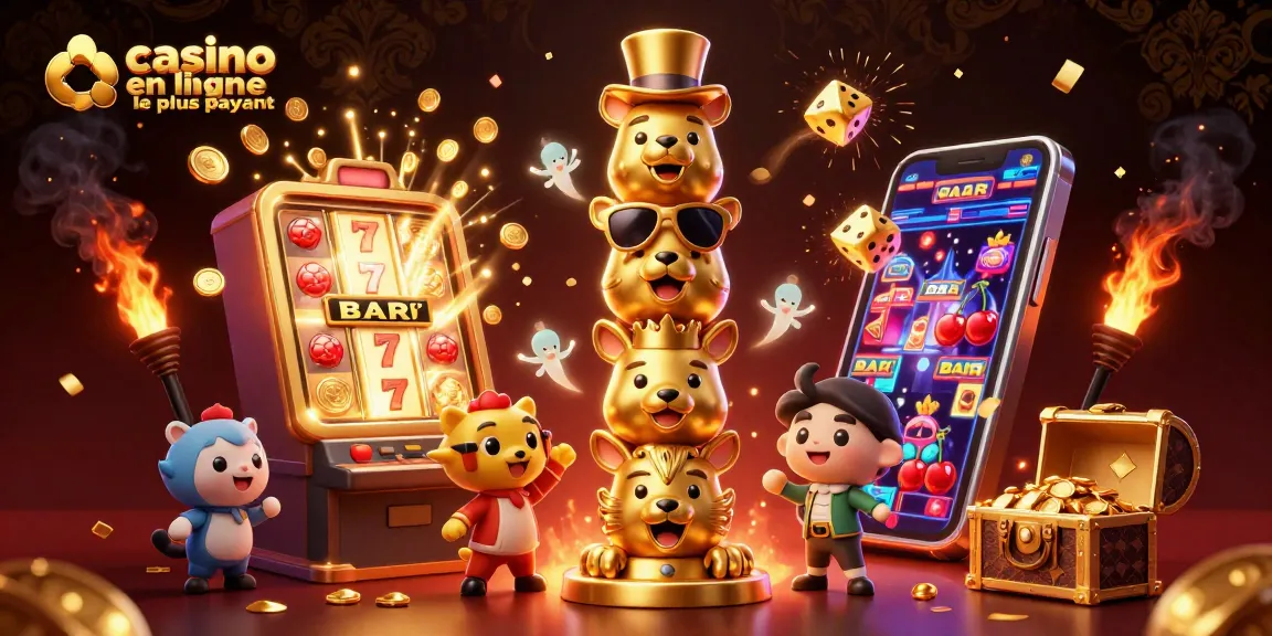 Découvrez le casino en ligne le plus payant avec un totem 3D animé entouré de jackpots et de jeux colorés.